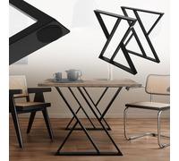 ML-Design Lot de 2 Pieds de Table L69xH72 cm, Forme de X, Noir, en Acier Peint par Poudrage, Design Industriel, Piètement de Meuble DIY, Patins de Table à Manger Banc Bureau