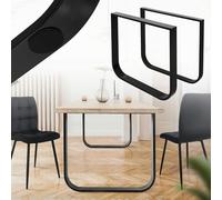 ML-Design Lot de 2 Pieds de Table L80xH72 cm, Forme de O, Noir, en Acier Peint par Poudrage, Design Industriel, Piètement de Meuble DIY, Patins de Table à Manger Bureau, Matériel de Montage Inclus