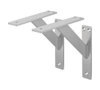 ML-Design Lot de 2 Supports d'Étagère, 180 x 180 mm, en Aluminium, Argent, Style Industriel, Équerre pour Étagères Murales, Flottantes et Projets de Bricolage, Matériel de Montage Inclus