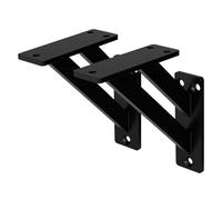 ML-Design Lot de 2 Supports d'Étagère, 180 x 180 mm, en Aluminium, Noir, Double, Style Industriel, Équerre pour Étagères Murales, Flottantes et Projets de Bricolage, Matériel de Montage Inclus