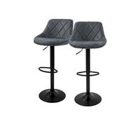 ML-Design Lot de 2 Tabourets de Bar Anthracite en Simili Rembourré avec Dossier et