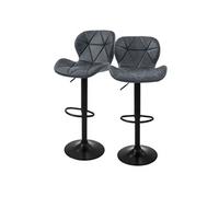 ML-Design Lot de 2 Tabourets de Bar en Simili, Anthracite, Chaise Rembourrée avec Dossier