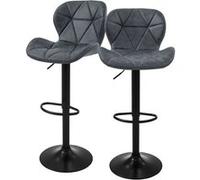 ML-Design Lot de 2 Tabourets de Bar en Simili, Anthracite, Chaise Rembourrée avec Dossier