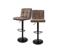 ML-Design Lot de 2 Tabourets de Bar en Simili, Marron, Chaise Rembourrée avec Dossier et Repose-Pieds, Réglable en Hauteur 63-83 cm, Pivotante à 360°, Tabouret de Comptoir, Cuisine, Pub, Bar de Maison