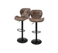 ML-Design Lot de 2 Tabourets de Bar en Simili, Marron, Chaise Rembourrée avec Dossier et