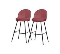 ML-Design Lot de 2 Tabourets de Bar en Tissu Rouge, Hauteur 75 cm, Chaises de Comptoir Rembourrées avec Dossier et Repose-Pieds, Structure Métallique, Sièges Hauts Confortables Cuisine Îlot Bistrot