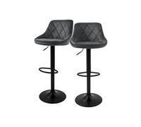 ML-Design Lot de 2 tabourets de bar en velours gris rembourrées avec dossier et repose-pieds réglable en hauteur 62-82 cm pivotante à 360° chaise