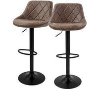 ML-Design Lot de 2 Tabourets de Bar Marron en Simili Rembourré avec Dossier et