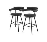ML-Design Lot de 2 Tabourets de Bar Pivotants, Gris Foncé en Tissu Teddy, Hauteur 76 cm,