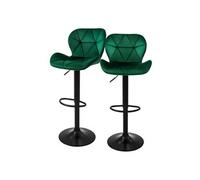 Lot de 2 tabourets de bar Réglable en hauteur Chaise de bar Tabouret velours
