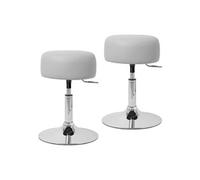 ML-Design Lot de 2 Tabourets de Travail, Rond, Gris Clair, Ø 33 cm, Hauteur Réglable 52-65 Hellgrau