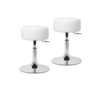 ML-Design Lot de 2 Tabourets de Travail, Rond, Blanc, Ø 33 cm, Hauteur Réglable 52-65 cm, Synthétique/Acier Chromé, Assise sans Dossier, Tabouret Design de Maquillage pour Coiffeuse