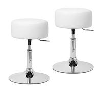 ML-Design Lot de 2 Tabourets de Travail, Rond, Blanc, Ø 33 cm, Hauteur Réglable 52-65 cm, Synthétique/Acier Chromé, Assise sans Dossier, Tabouret Design de Maquillage pour Coiffeuse