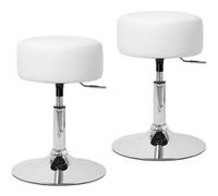ML-Design Lot de 2 Tabourets de Travail, Rond, Blanc, Ø 33 cm, Hauteur Réglable 52-65 cm,