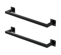 ML-Design Lot de 2 tringles à vêtements rectangulaires pour le mur - P12 cm x l 60 cm - Noir - En acier - Tringle à vêtements en forme de U - Montage mural - Avec matériel de montage