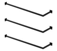 ML-Design Lot de 3 porte-serviettes en forme de L, fixation murale, 110 x 30 cm, en acier noir, salle de bain, cuisine, salon, balcon, chambre, porte-serviettes mural, gain de place, poids pris en