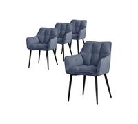 ML-Design 4x Chaises Salle à Manger en Tissu Éponge Bleu Chaise Cuisine avec Assise Rembourrée Fauteuil Ergonomique Design Élégant
