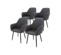 ML-Design Lot de 4 chaises de salle à manger avec dossier et accoudoirs, anthracite