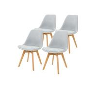 ML-Design Lot de 4 Chaises de Salle à Manger avec Dossier, Gris, Pieds en Bois Hêtre,