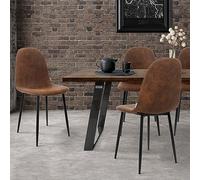 ML-Design Lot de 4 Chaises de Salle à Manger avec Dossier, Marron, Pieds en Métal, Assise en Simili PU, Chaise Rembourrée Vintage Scandinave, Chaise de Cuisine Salon Ergonomique pour Table à Manger