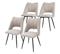 ML-Design Lot de 4 Chaises de Salle à Manger Beige, Assise en Polyester, Chaise Rembourrées avec Dossier et Pieds Métalliques Noirs, Fauteuils Modernes pour Bureau, Salon, Salle à Manger et Cuisine