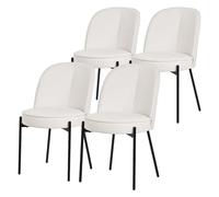 ML-Design Lot de 4 Chaises de Salle à Manger, Beige en Polyester avec Pieds Métalliques, Dossier Confortable Arrondi, Assise Rembourrée, Sièges Ergonomiques pour Cuisine et Salon, Design Moderne