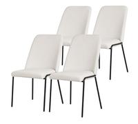 ML-Design Lot de 4 Chaises de Salle à Manger, Beige en Polyester avec Pieds Métalliques, Dossier Ergonomique, Assise Rembourrée, Sièges Confortables pour Cuisine et Salon, Design Moderne Élégant