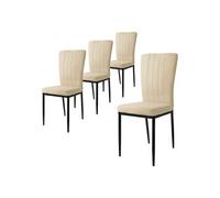 ML-Design Lot de 4 Chaises de Salle à Manger, Beige, en Velours Respirant et Doux,