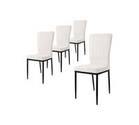 ML-Design 4 Chaises de Salle à Manger Blanc en Velours Fauteuil Dossier Ergonomique Assise Rembourrée Chaise de Table Salon Cuisine