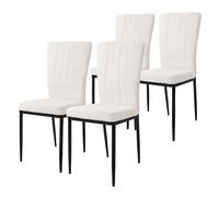 ML-Design Lot de 4 Chaises de Salle à Manger, Blanc, en Velours Respirant et Doux, Fauteuil Design Moderne, Dossier Ergonomique, Assise Rembourrée avec Pieds en Métal, Chaise de Table, Salon, Cuisine