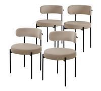 ML-Design Lot de 4 Chaises de Salle à Manger, en Tissu Teddy Polyester, Marron, avec Dossier, Chaise Ronde Rembourrée avec Pieds Métalliques Noirs, Fauteuil Lounge Ergonomique de Salon Cuisine Bureau