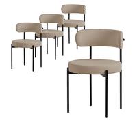 ML-Design Lot de 4 Chaises de Salle à Manger, en Tissu Teddy Polyester, Marron, avec Dossier, Chaise Ronde Rembourrée avec Pieds Métalliques Noirs, Fauteuil Lounge Ergonomique de Salon Cuisine Bureau