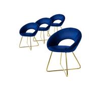ML-Design Lot de 4 Chaises de Salle à Manger en Velours Bleu avec Dossier Rond Rembourrée