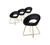 ML-Design Lot de 4 Chaises de Salle à Manger en Velours Noir avec Dossier Rond Rembourrée