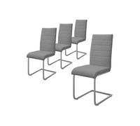 ML-Design Lot de 4 Chaises de Salle à Manger Gris en Simili Design Cantilever Chaise Pied Luge Assise Rembourrée Ergonomique Dossier Haut Piètement Métallique pour Bureau Table Cuisine Salon
