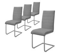 ML-Design Lot de 4 Chaises de Salle à Manger, Gris, en Simili, Design Cantilever, Chaise Pied Luge, Assise Rembourré, Ergonomique à Dossier Haut, Piètement Métallique, Chaise pour Bureau Cuisine Salon
