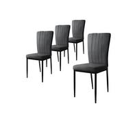 ML-Design Lot de 4 Chaises de Salle à Manger, Gris, en Velours Respirant et Doux, Fauteuil