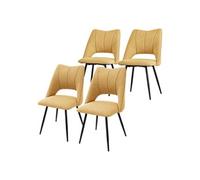 ML-Design Lot de 4 Chaises de Salle à Manger Jaune Moutarde, Assise en Polyester, Chaise Rembourrées avec Dossier et Pieds Métalliques Noirs, Fauteuils Modernes pour Bureau, Salon, Salle à Manger