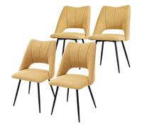 ML-Design Lot de 4 Chaises de Salle à Manger Jaune Moutarde, Assise en Polyester, Chaise Rembourrées avec Dossier et Pieds Métalliques Noirs, Fauteuils Modernes pour Bureau, Salon, Salle à Manger