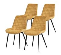 ML-Design Lot de 4 Chaises de Salle à Manger, Jaune Moutarde, Assise en Velours avec Pieds Métalliques Noir, Chaises de Cuisine avec Dossier, Chaises Rembourrées pour Salon Bureau, Fauteuils Tapissés