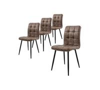 ML-Design Lot de 4 Chaises de Salle à Manger, Marron, Revêtement Simili Synthétique, Pieds en Métal Noir, Dossier Ergonomique, Design Moderne, pour Le Salon Bureau Chambre Cuisine, Kit de Montage
