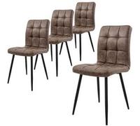 ML-Design Lot de 4 Chaises de Salle à Manger, Marron, Revêtement Simili Synthétique, Pieds en Métal Noir, Dossier Ergonomique, Design Moderne, pour Le Salon Bureau Chambre Cuisine, Kit de Montage