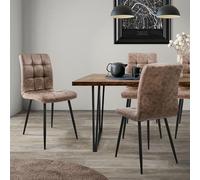 ML-Design Lot de 4 Chaises de Salle à Manger, Marron, Revêtement Simili Synthétique, Pieds en Métal Noir, Dossier Ergonomique, Design Moderne, pour Le Salon Bureau Chambre Cuisine, Kit de Montage