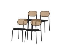 ML-Design Lot de 4 Chaises de Salle à Manger, Noir, Chaise de Cuisine avec Dossier en