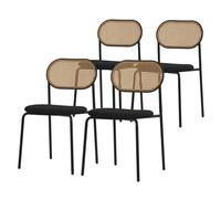 ML-Design Lot de 4 Chaises de Salle à Manger, Noir, Chaise de Cuisine avec Dossier en