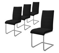 ML-Design Lot de 4 Chaises de Salle à Manger, Noir, en Simili, Design Cantilever, Chaise Pied Luge, Assise Rembourré, Ergonomique à Dossier Haut, Piètement Métallique, Chaise pour Bureau Cuisine Salon