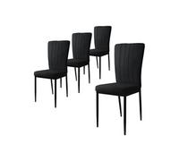 ML-Design Lot de 4 Chaises de Salle à Manger, Noir, en Velours Respirant et Doux, Fauteuil Design Moderne, Dossier Ergonomique, Assise Rembourrée avec Pieds en Métal, Chaise de Table, Salon, Cuisine
