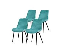 ML-Design Lot de 4 Chaises de Salle à Manger, Pétrole, Assise en Velours avec Pieds Métalliques Noirs, Chaises de Cuisine avec Dossier, Chaises Rembourrées pour Salon Bureau, Fauteuils Tapissés