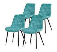 ML-Design Lot de 4 Chaises de Salle à Manger, Pétrole, Assise en Velours avec Pieds Métalliques Noirs, Chaises de Cuisine avec Dossier, Chaises Rembourrées pour Salon Bureau, Fauteuils Tapissés