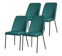 ML-Design Lot de 4 Chaises de Salle à Manger, Pétrole en Polyester avec Pieds Métalliques, Dossier Ergonomique, Assise Rembourrée, Sièges Confortables pour Cuisine et Salon, Design Moderne Élégant